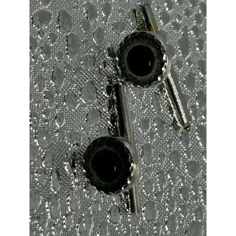 Vintage Silver Tone Black Stone Mesh Wrap Around Cufflinks Mens Formal Accessory